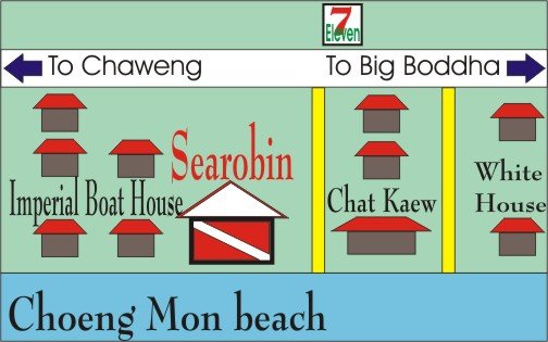 PADI dive center map at Choeng Mon Beach